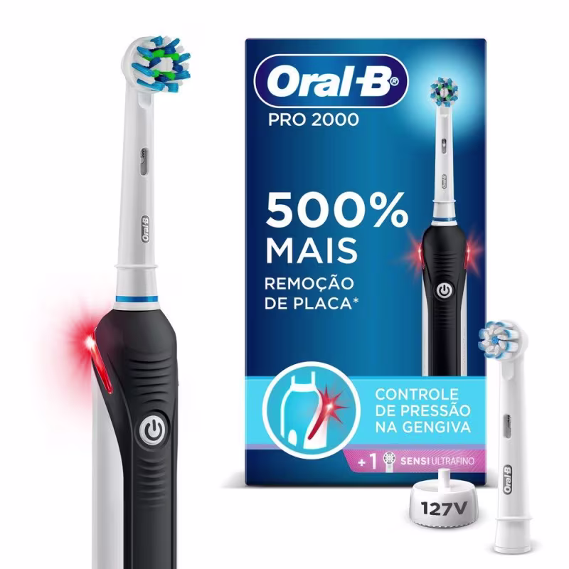 Escova Elétrica Oral-B Pro 2000 Sensi Ultrafino 127v + Refil Sensi Ultrafino