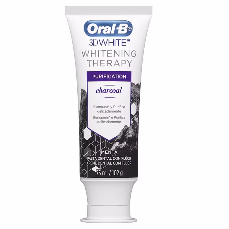 Creme Dental Oral-B 3D White Whitening Therapy Purification 102g com Carvão de Bambu