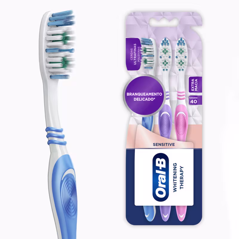 Escova Dental Oral-B Whitening Therapy Ultrafino Polidor 3 unidades