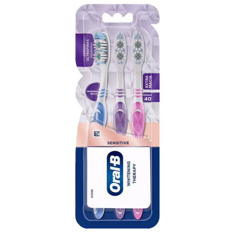 Escova Dental Oral-B Whitening Therapy Ultrafino Polidor 3 unidades