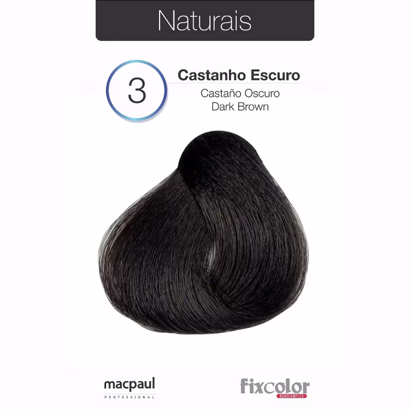Kit MacPaul Professional Fix Color 3 Castanho Escuro + Oxidante 20 Volumes (2 Produtos)