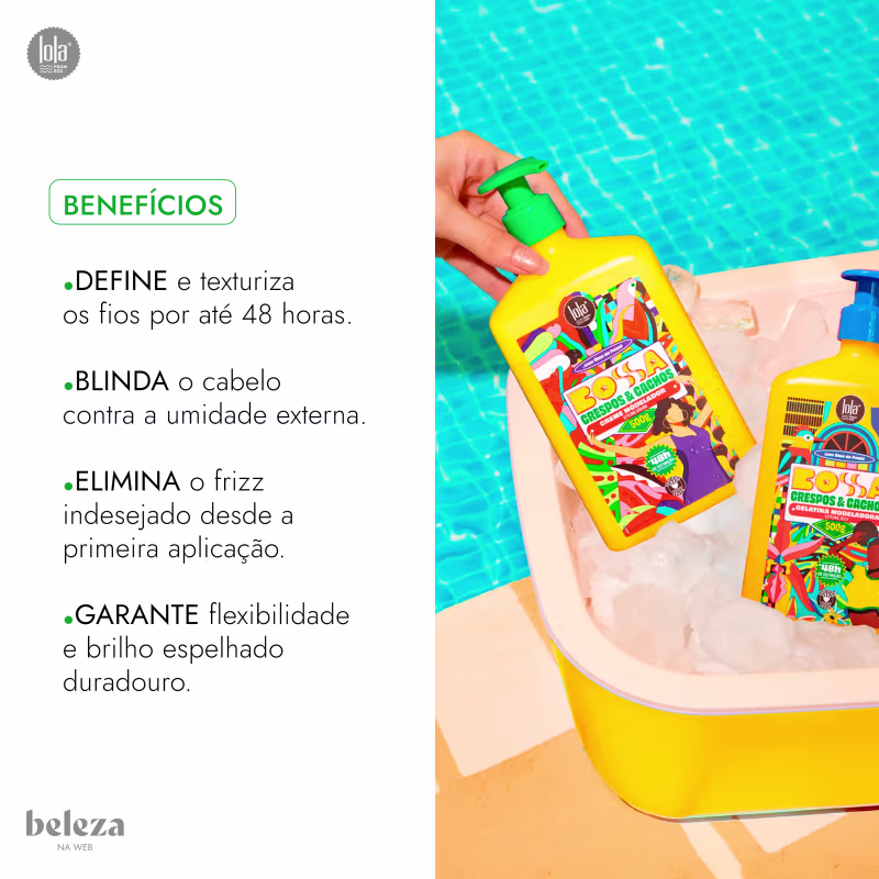 Benefícios:
Define e texturiza os fios por até 48 horas.
Blinda o cabelo contra a umidade externa.
Elimina o frizz indesejado desde a primeira aplicação.
Garante flexibilidade e brilho espelhado duradouro.