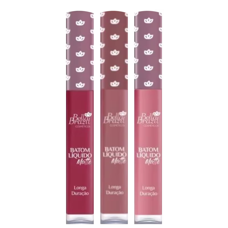 Kit Bella Brazil Longa Duração - Batom Matte Líquido (3 Unidades)