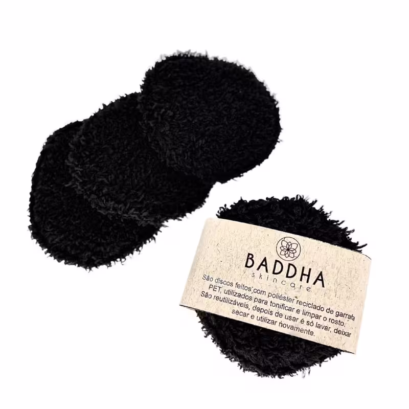 Kit Baddha Skincare Ecopads de Tecido Preto (3 Unidades)