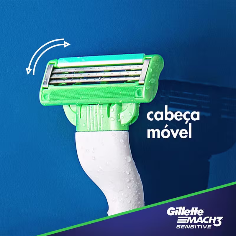 Aparelho de Barbear Gillette Mach3 Acqua-Grip Sensitive + 2 Cargas