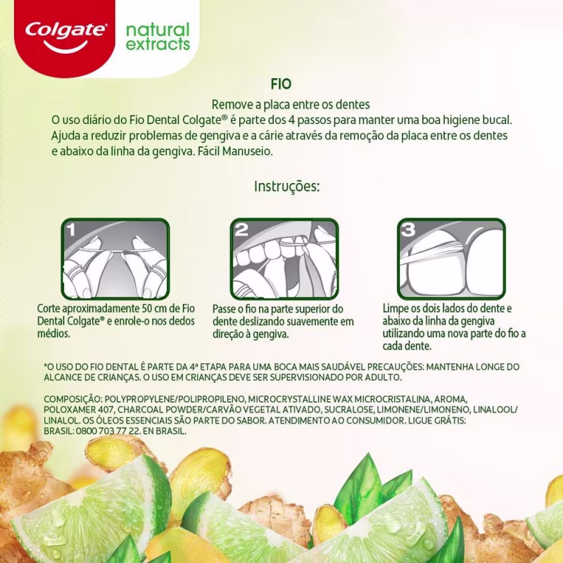 Fio Dental Colgate Natural Extracts Citrus & Gengibre 25m