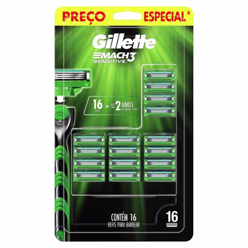 Carga Gillette Mach3 Sensitive com 16 unidades
