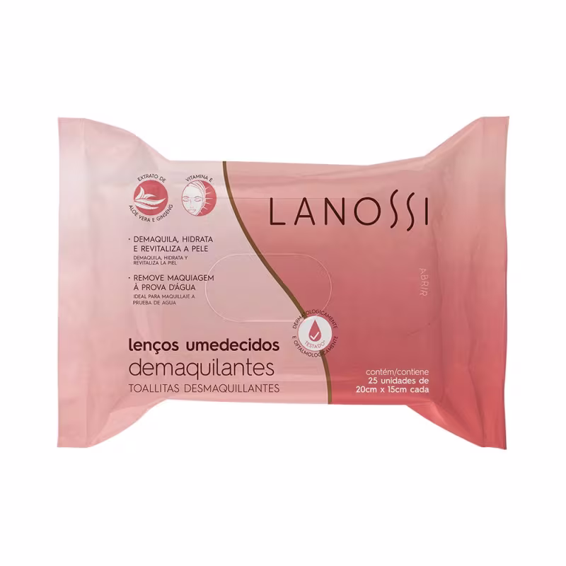 Lenço Umedecido Lanossi Demaquilante Facial