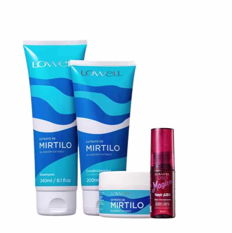 Kit Lowell Extrato de Mirtilo Home Care Mágica Disciplinante (4 Produtos)