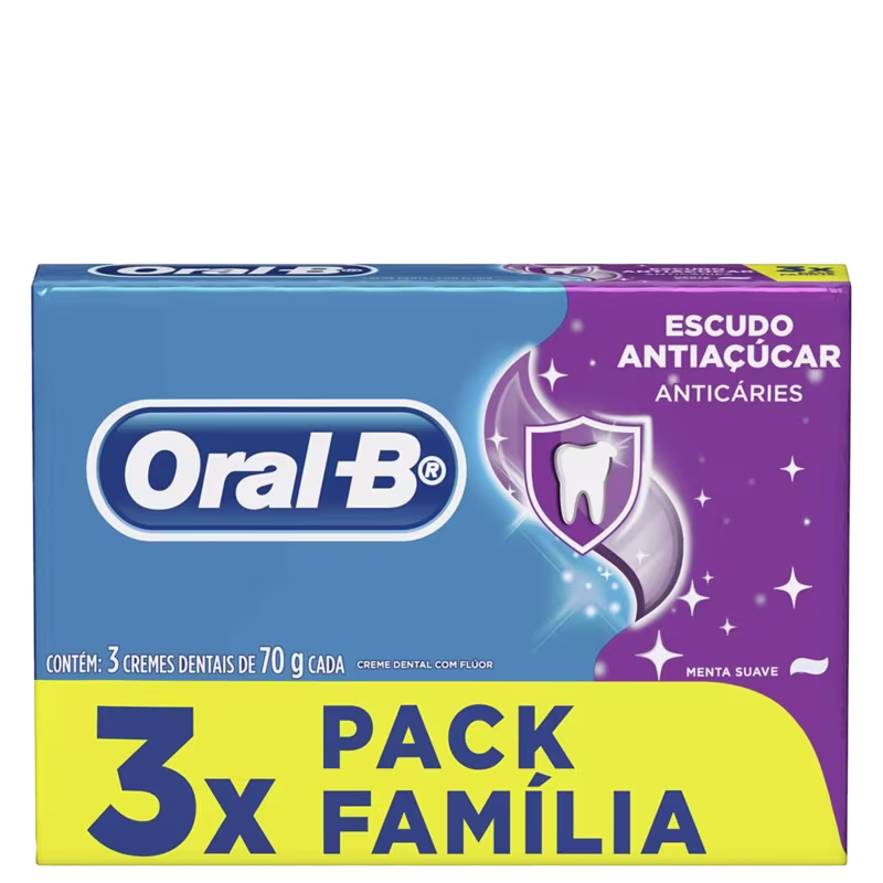 Creme Dental Oral-B Escudo Anti Açúcar Tradicional Leve 3 Pague 2 70g