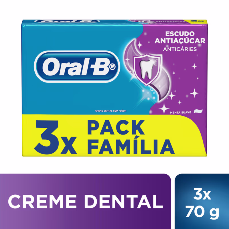 Creme Dental Oral-B Escudo Anti Açúcar Tradicional Leve 3 Pague 2 70g