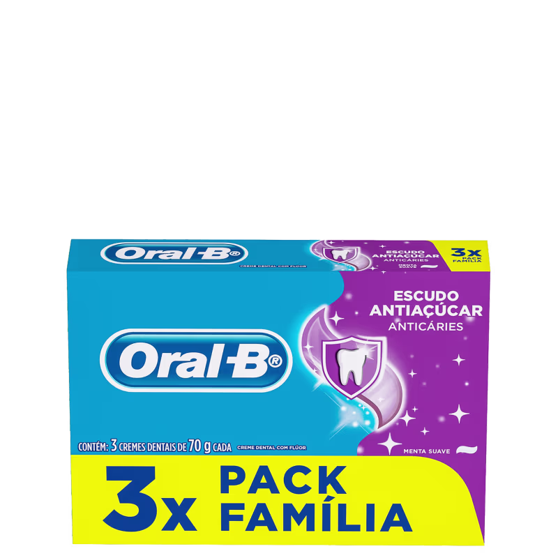 Creme Dental Oral-B Escudo Anti Açúcar Tradicional Leve 3 Pague 2 70g