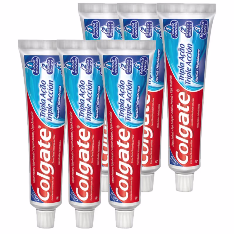 Kit Creme Dental Colgate Tripla Ação Hortelã 90g com 6 unidades