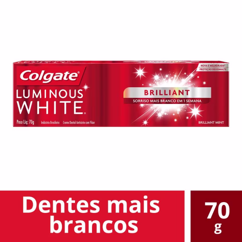 Kit Creme Dental Colgate Luminous White Brilliant 70g com 12 unidades