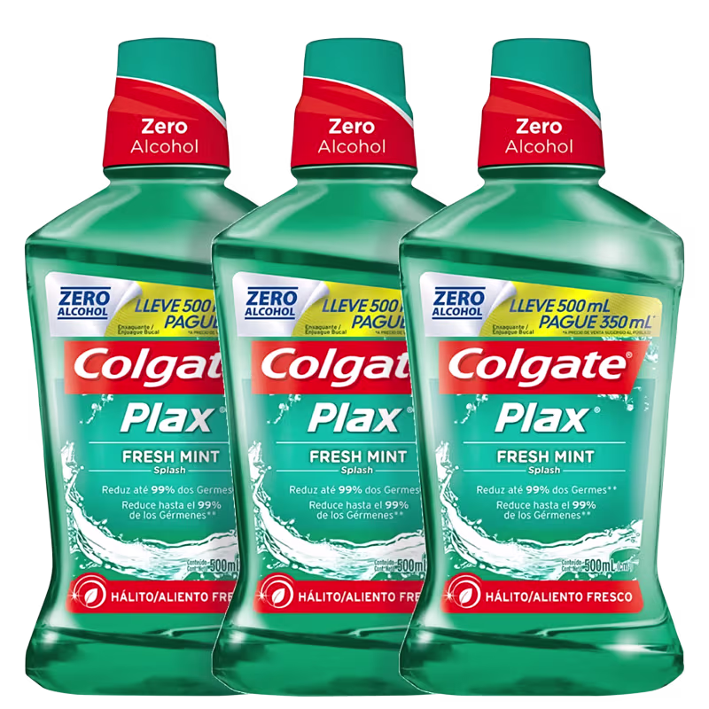 Kit Colgate Plax Fresh Mint Enxaguante Bucal (3 unidades)