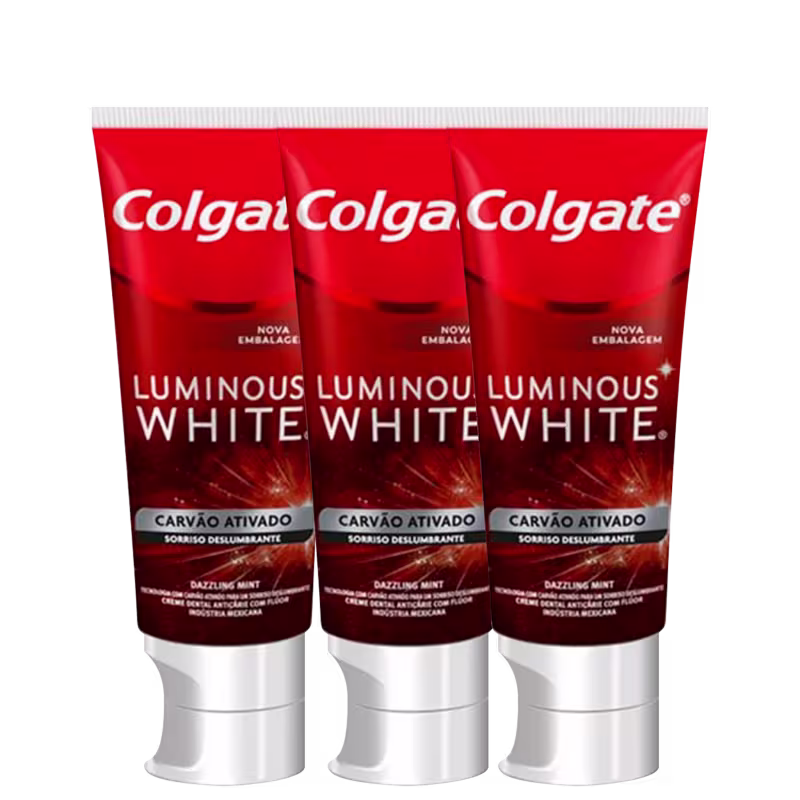 Kit Colgate Luminous White Carvão Ativado (3 Unidades)