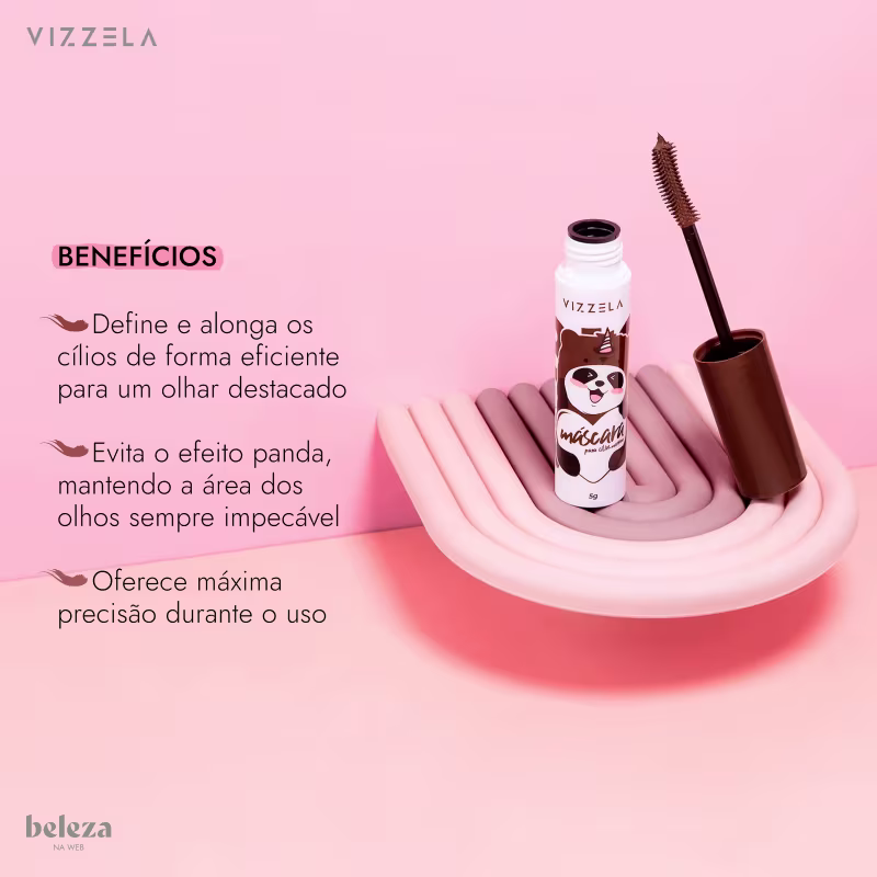 Benefícios: Define e alonga os cílios de forma eficiente para um olhar destacado. Evita o efeito panda, mantendo a área dos olhos sempre impecável. Oferece máxima precisão durante o uso.
