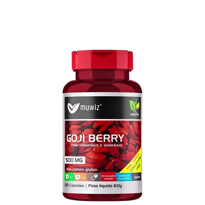 Goji Berry Muwiz 120 Cápsulas 500mg C/ Vitaminas E Minerais