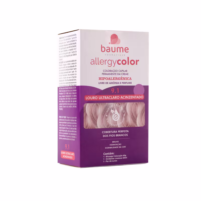 Baume Allergycolor Louro Ultraclaro Acinzentado 9.1 - Coloração Permanente 60g