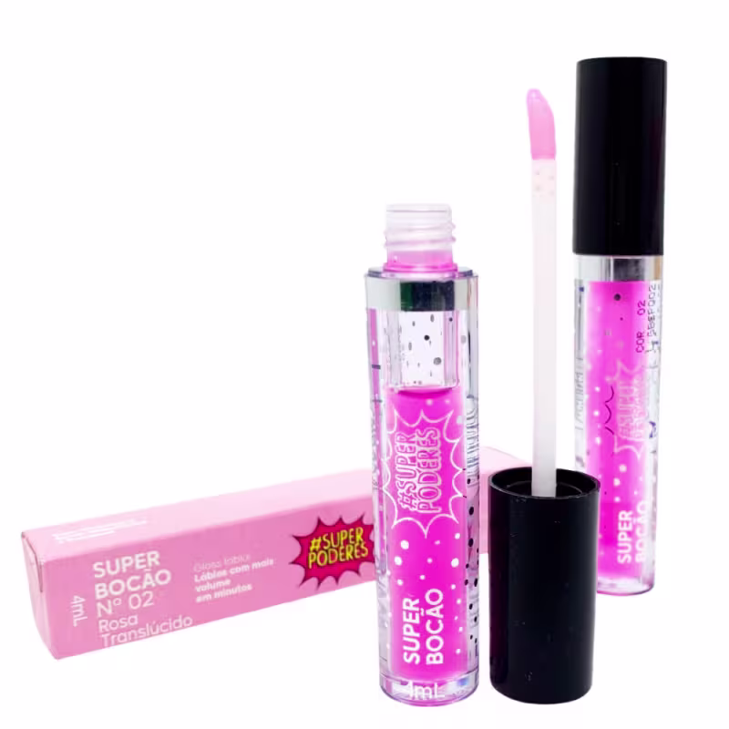 Super Poderes Super Bocão Nº 02 Rosa Translúcido - Gloss Labial 4ml