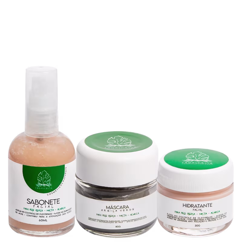 Kit Tropicália Cosméticos Naturais Tchau Oleosidade Trio (3 Produtos)