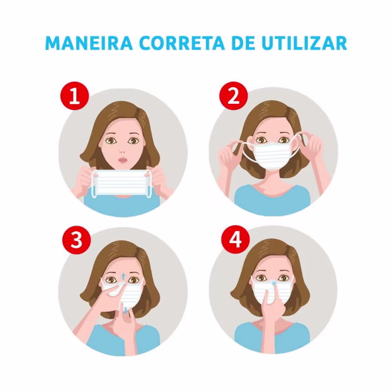 Smart Gr Mask Clipe Nasal - Máscara Cirúrgica Tripla Descartável (50 Unidades)