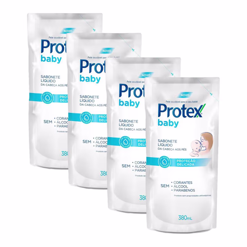Kit 4 Sabonete Líquido Infantil Protex Baby 380ml