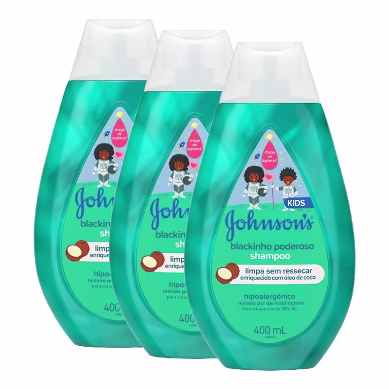 Kit Johnson's Baby Blackinho Poderoso Shampoo Trio (3 Unidades)