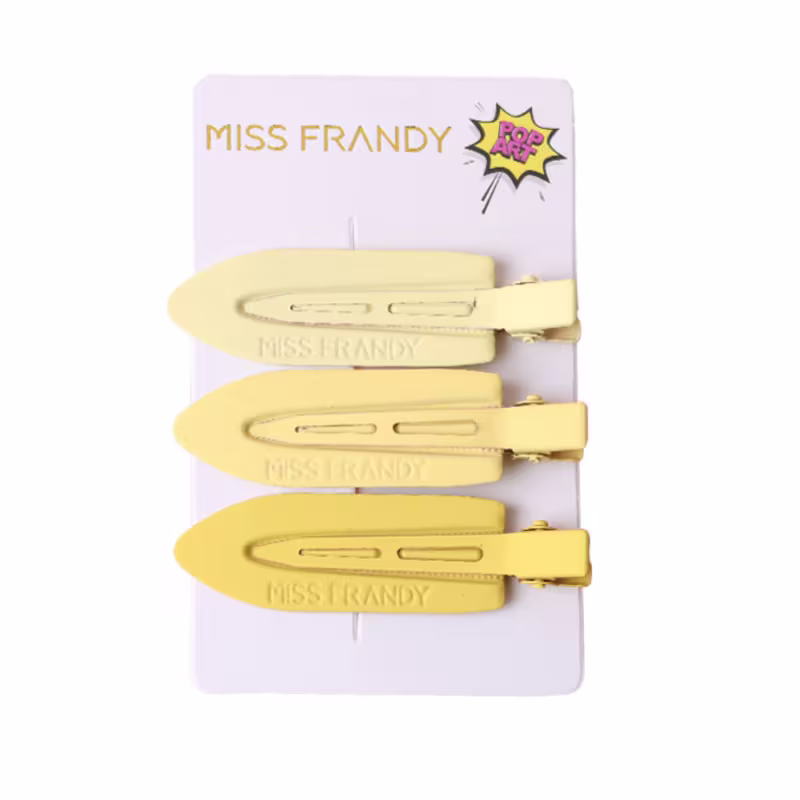 Miss Frandy Hair Clips Pop Art HC22-1079 Amarelo - Presilha de Cabelo (3 Unidades)