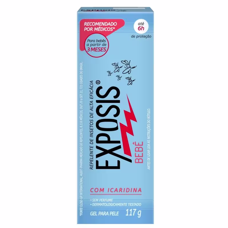 Kit 6 Repelente Exposis Bebê Gel sem Perfume com Icaridina 117g