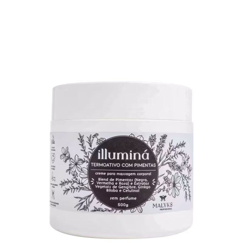 Malyks Cosméticos Illuminá Termoativo com Pimentas - Creme para Massagem Estética 500g