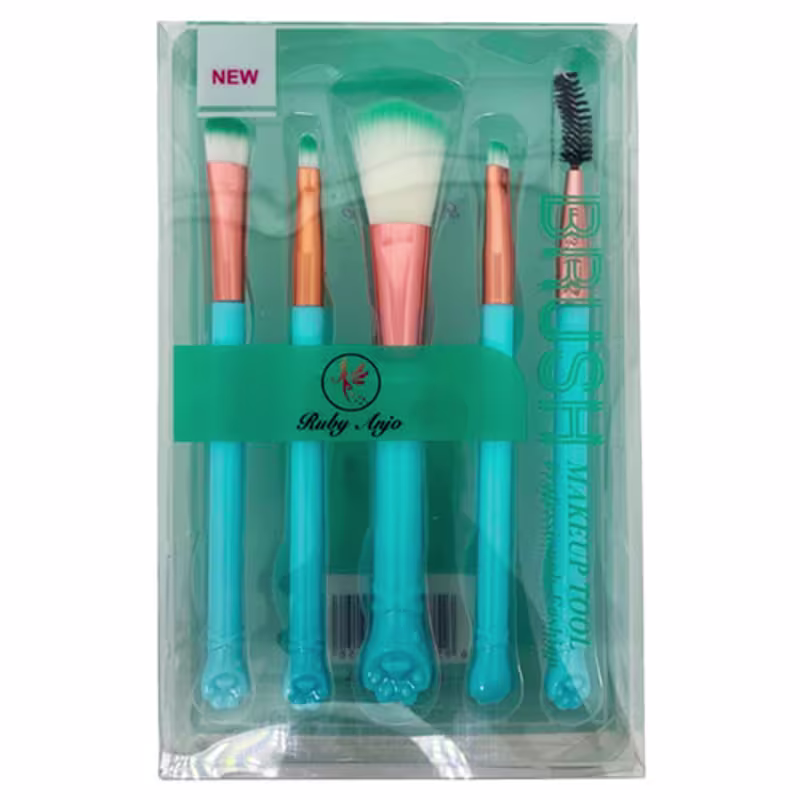 Kit com 05 Pincéis para Maquiagem Gatinho Ruby Anjo RA-087
