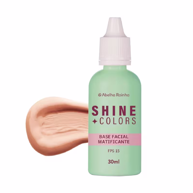 Abelha Rainha Shine Colors Base Líquida Matificante FPS 15 Amêndoas 30ml