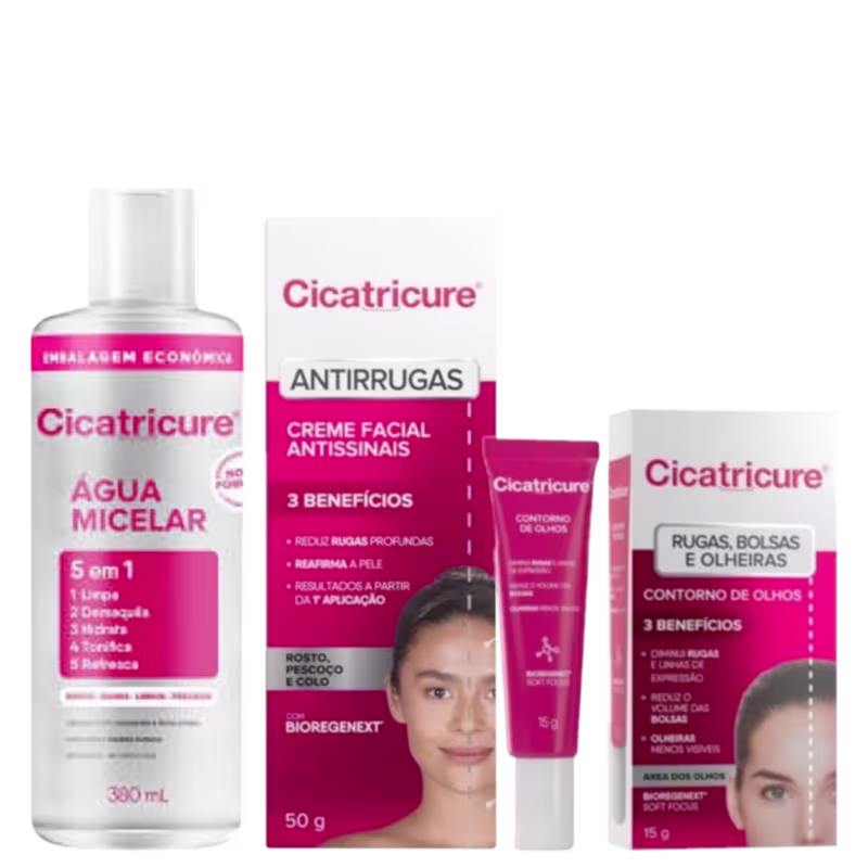 Kit Cicatricure Antissinais + Demaquilante Trio (3 Produtos)