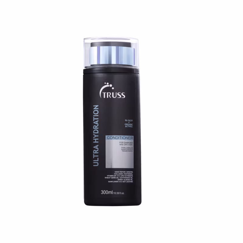 A imagem mostra um frasco de 300ml de shampoo preto.