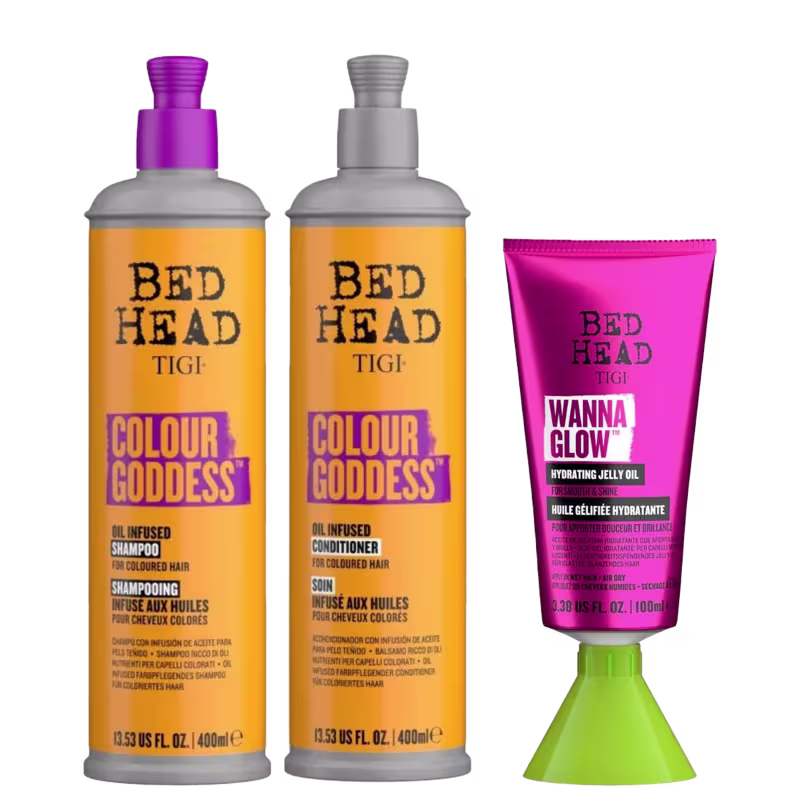 Kit TIGI Bed Head Colour Goddess Trouble Wanna Glow (03 Produtos)