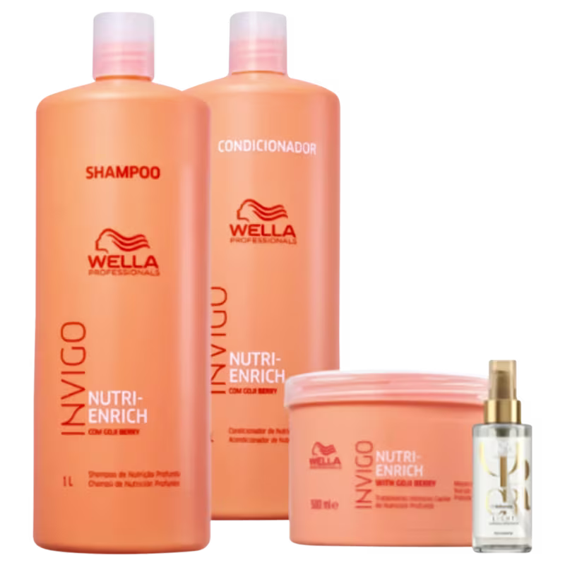 Kit Wella Professionals Nutri Enrich Sh 1L + Cond 1L + Masq 500g + Oil Reflections Light 100ml