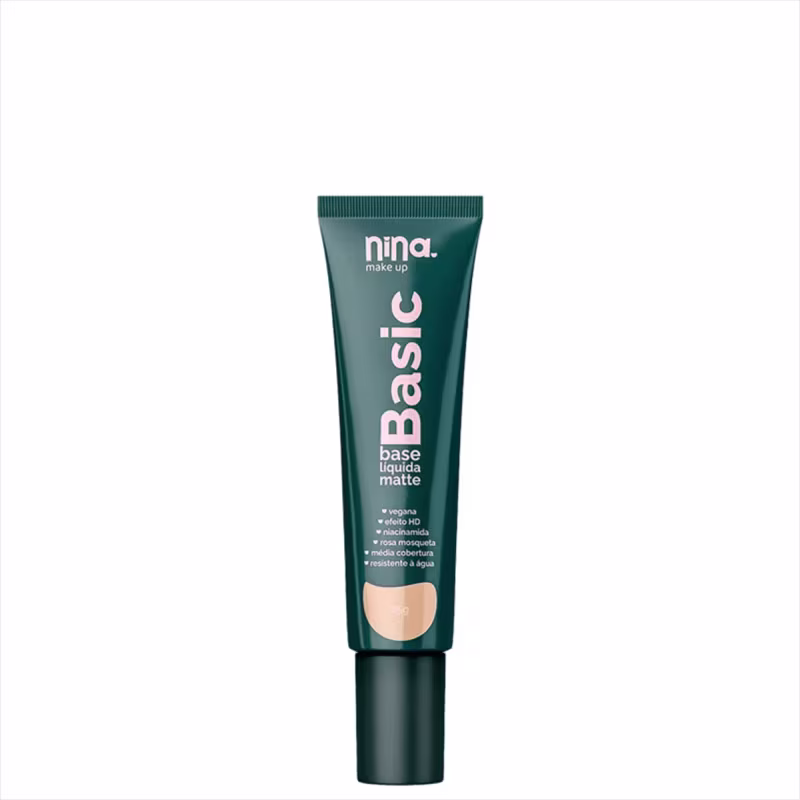 Kit Nina Makeup Base Líquida Basic+Pó Solto Instant Cor 1