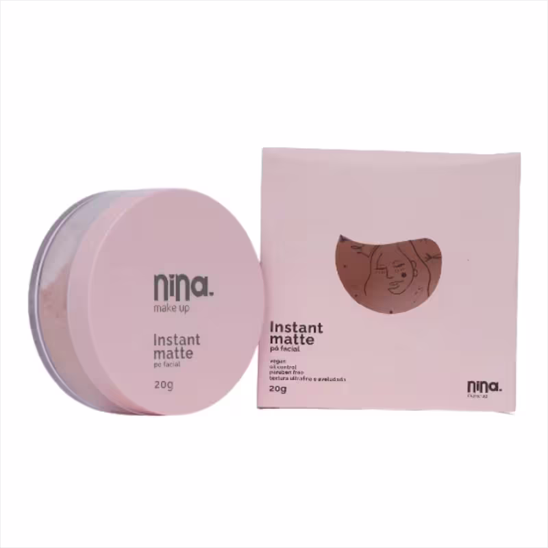 Kit Nina Makeup Base Líquida Basic+Pó Solto Instant Cor 1