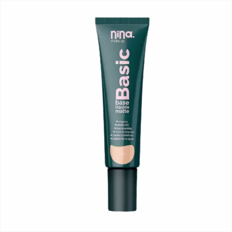 Kit Nina Makeup Base Líquida Basic e Pó Compacto Instant Cor 1