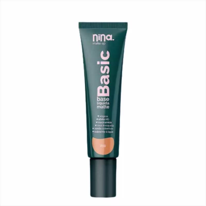 Kit Nina Makeup Base Líquida Basic e Pó Comapcto Instant Cor 2