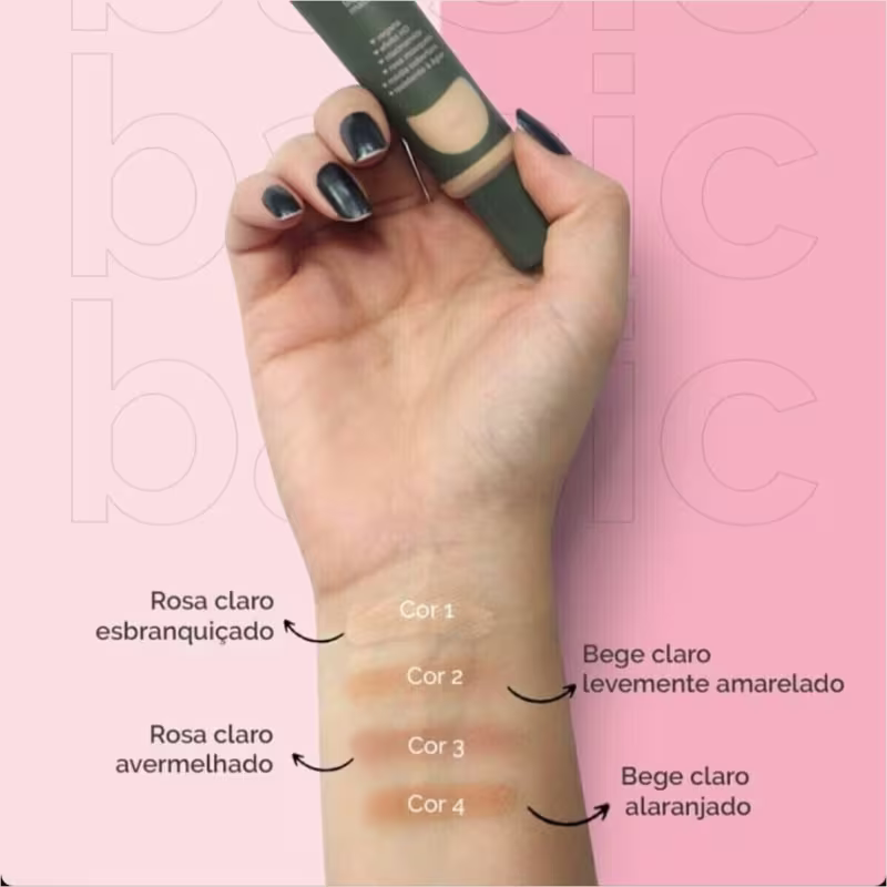 Kit Nina Makeup Base Líquida Basic e Pó Comapcto Instant Cor 2