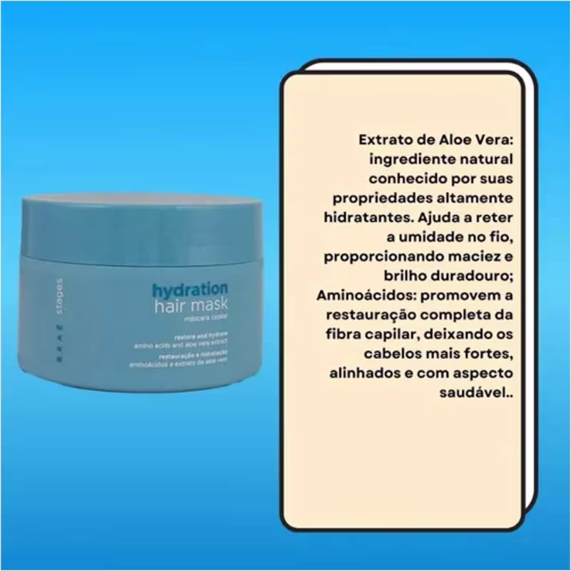 Kit Braé Stages Hidratação Máscara e Shampoo e Condicionador