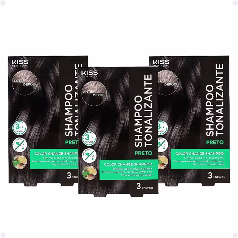 Kit Kiss NY Shampoo Tonalizante Preto Com 2 Un