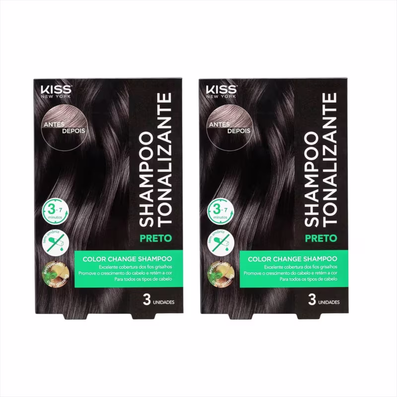 Kit Kiss NY Shampoo Tonalizante Preto Com 2 Un