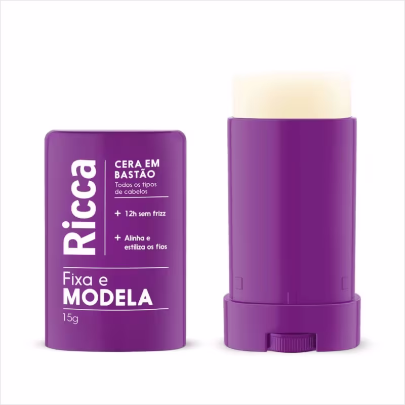 Kit Ricca Cera Fixadora Em Bastão + Grampo Cabelo Preto 20un