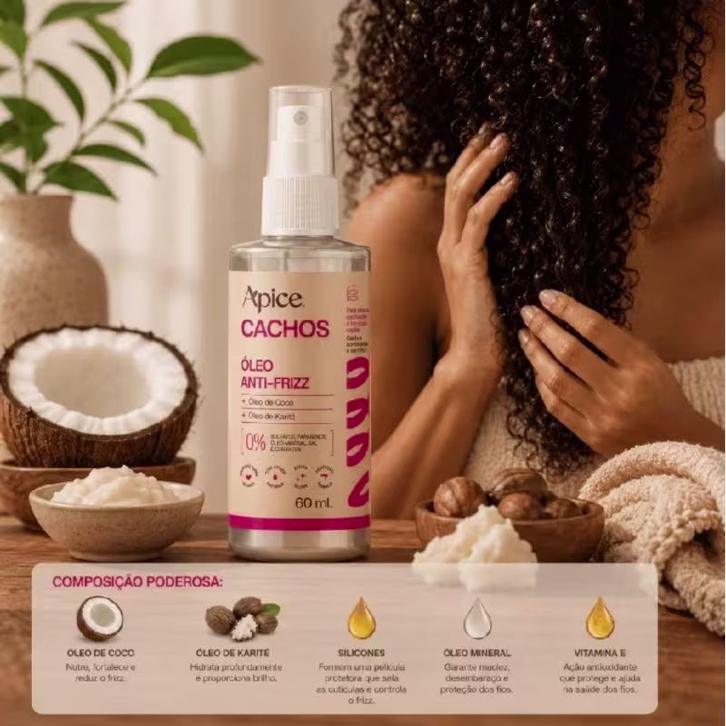 Óleo Nutritivo Anti Frizz Cachos Apice 60ml