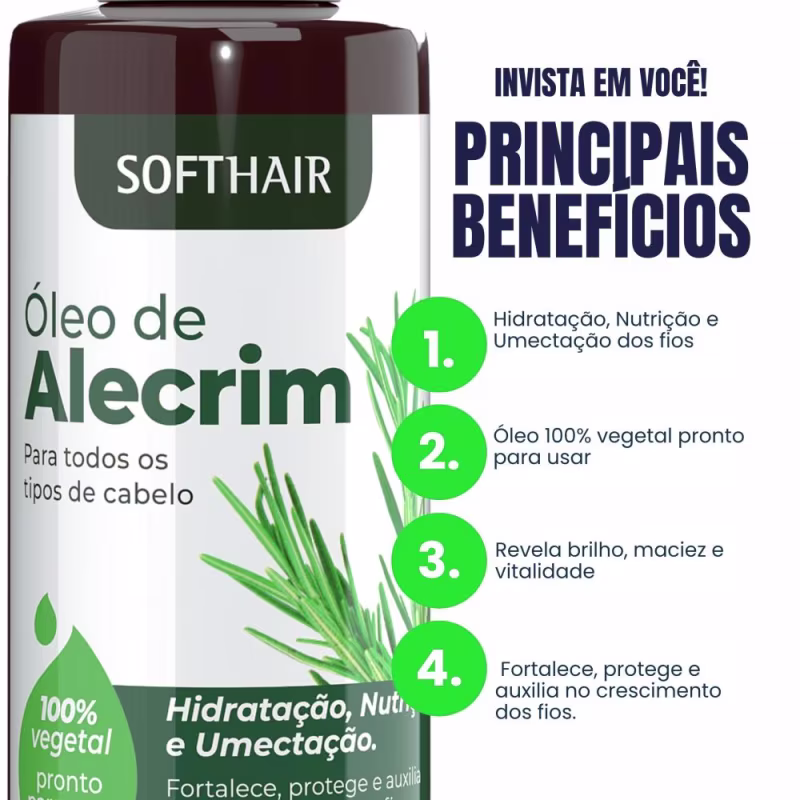 Óleo De Alecrim E Rosa Mosqueta Softhair Umectação Capilar
