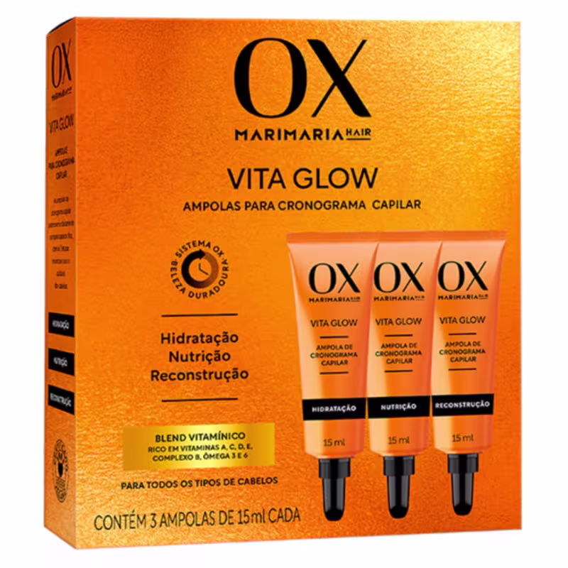 OX MARI MARIA VITA GLOW AMPOLA PARA CRONOGRAMA KIT COM 3