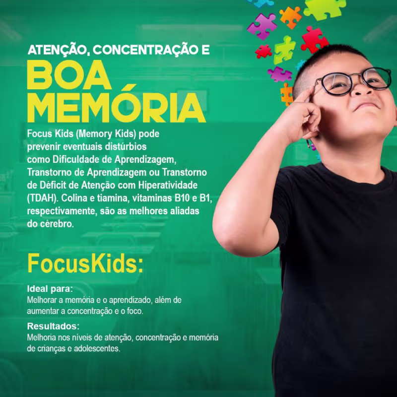 Focus Kids Melhora Memória Ajuda no Défict de Atenção Infantíl Ekobé 50ml